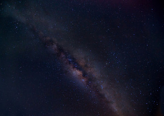 Fototapeta premium Milky way galaxy with stars and space dust in the universe, Long exposure photograph, with grain, night stars landscape at surabaya Indonesia