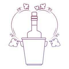 wine bottle in bucket with leafs