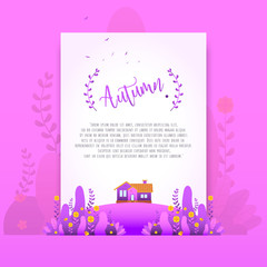 Purple  Autumn Floral Beautiful Gradient Flowers for Invitation Card Vector Illustration