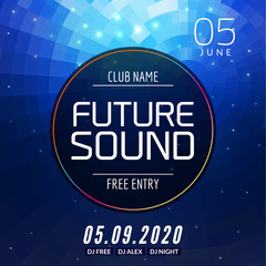 Future sound music party template, dance party flyer, brochure. Party club creative banner or poster for DJ