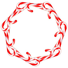 Fototapeta premium Colorful cartoon candy cane wreath