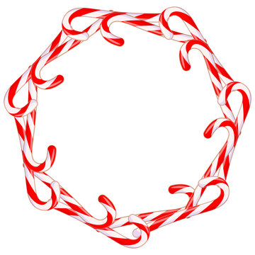 Colorful Cartoon Candy Cane Wreath