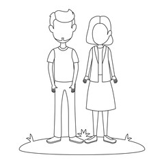 young couple in grass avatars characters