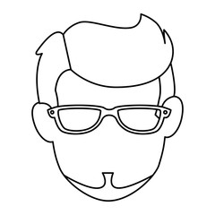 young man avatar head with glasses character