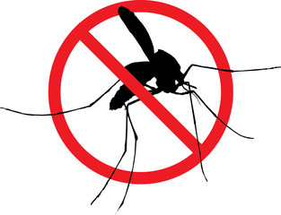 Zika virus logo. Mosquito icon bite alert. Aedes Aegypti isolated on white background. Vector illustration