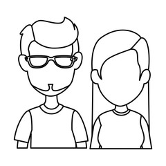 young couple avatars characters