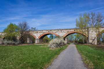 Railroad bridge spanning Slovakia and Austria near Devinska Nova Ves, Bratislava