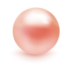 Realistic soft pink pearl isolated on white background. Beautiful style. Premium quality illustration for your design.