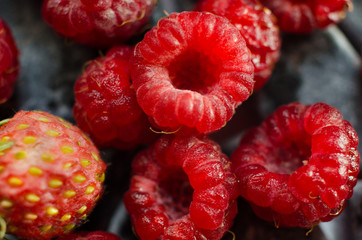 Macro raspberries