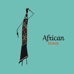 African woman with jug, ornate sketch for your design