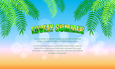 Fototapeta na wymiar Lovely Summer Promotional Poster with Green Palms