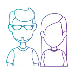 young couple avatars characters vector illustration design