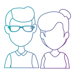 young couple avatars characters vector illustration design