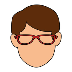 young man avatar head with glasses character vector illustration design