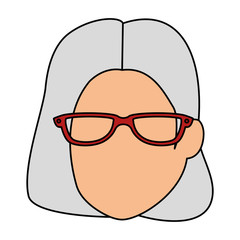 old woman head avatar character vector illustration design