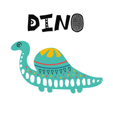 Cartoon dino, dinosaur illustration.