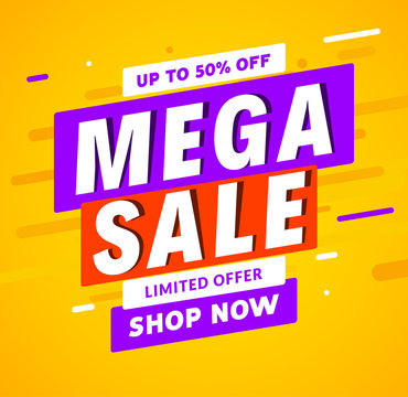 Mega Sale banner template design. Big sale special offer promotion discount for business