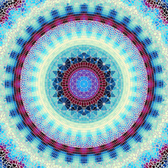 Seamless background pattern. Round mosaic art pattern of different tile textures.