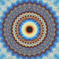 Seamless background pattern. Round mosaic art pattern of different tile textures.