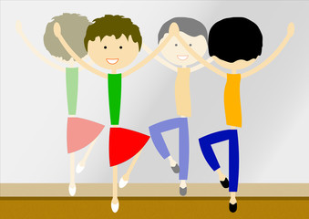 Couple de danseurs devant le miroir
