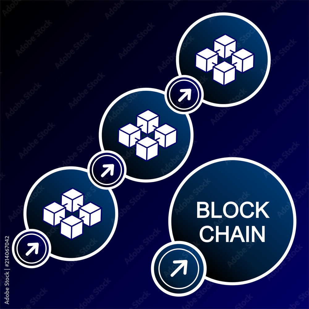Aufkleber vector illustration of blockchain concept. connected circle shapes.