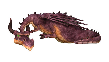 3D Rendering Fantasy Dragon on White