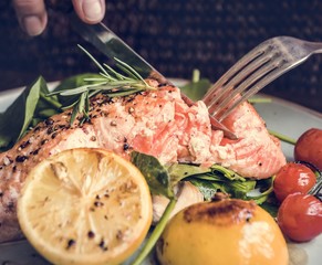 Baked salmon food photography recipe idea