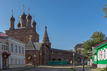 Fototapeta na wymiar View of the territory of Krutitskoy metochion, Moscow, Russia. Restoration work.