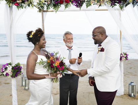 African American Couple's Wedding Day