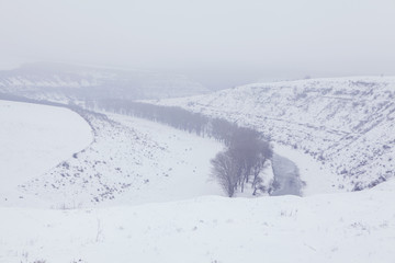 Fototapeta na wymiar aerial view of winter landscape
