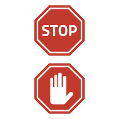Stop sign on white background.