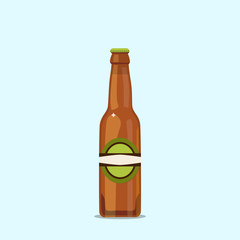 Attractive beer bottle on a blue background - 214069441
