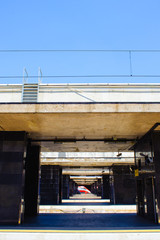 Fototapeta premium Rome, Italy, 02 July 2018, red arrow train of Trenitalia stationary in Roma Termini station