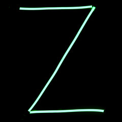 Green neon lights alphabet letters