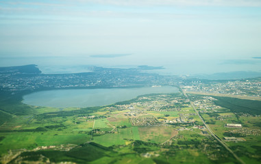 View from the plane to lake Ulemiste, Airport and Peetri village.