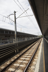 Subway Train Station Outdoors With View Of The Rails