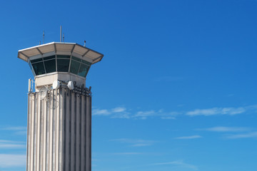 Air traffic control tower in the airport.