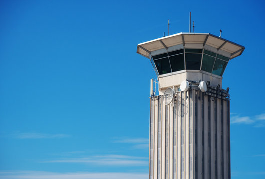 Air traffic control tower in the airport.