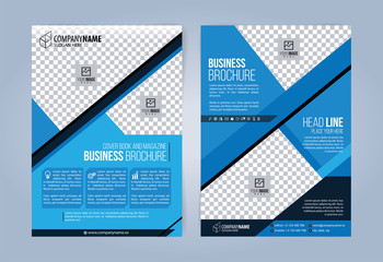 Black and Blue Business Brochure. Leaflets Template. Cover Book, Magazine. Vector illustration