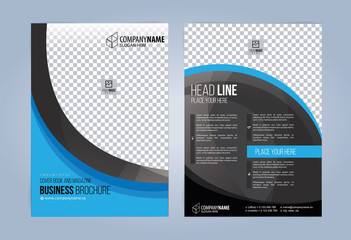 Black and Blue Business Brochure. Leaflets Template. Cover Book, Magazine. Vector illustration