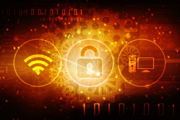 2d illustration Safety concept: Closed Padlock on digital background
