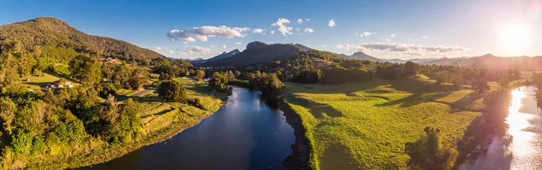 Gordijnen Aerial view of Tweed River and Mount Warning, New South Wales, Australia © Martin Valigursky