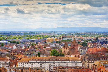 Naklejka na ściany i meble .Panoramic view from the cathedral of Strasbourg. Alsace. France.