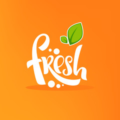 Bright  Sticker, Emblem and Label for citrus fruit  fresh juice
