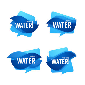 natural spring water, vector  logo, labels and stickers templates with aqua drops