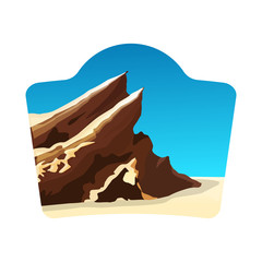 Obraz na płótnie Canvas travel logo concept with vasquez rocks, blue sky 