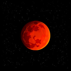 Realistic Mars planet. View from outer space, stars around the planet © dark322