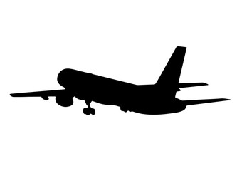 silhouette of passenger airplane vector.