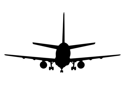 silhouette of passenger airplane vector.