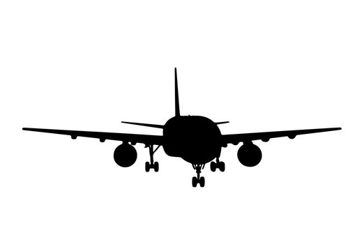 silhouette of passenger airplane vector.